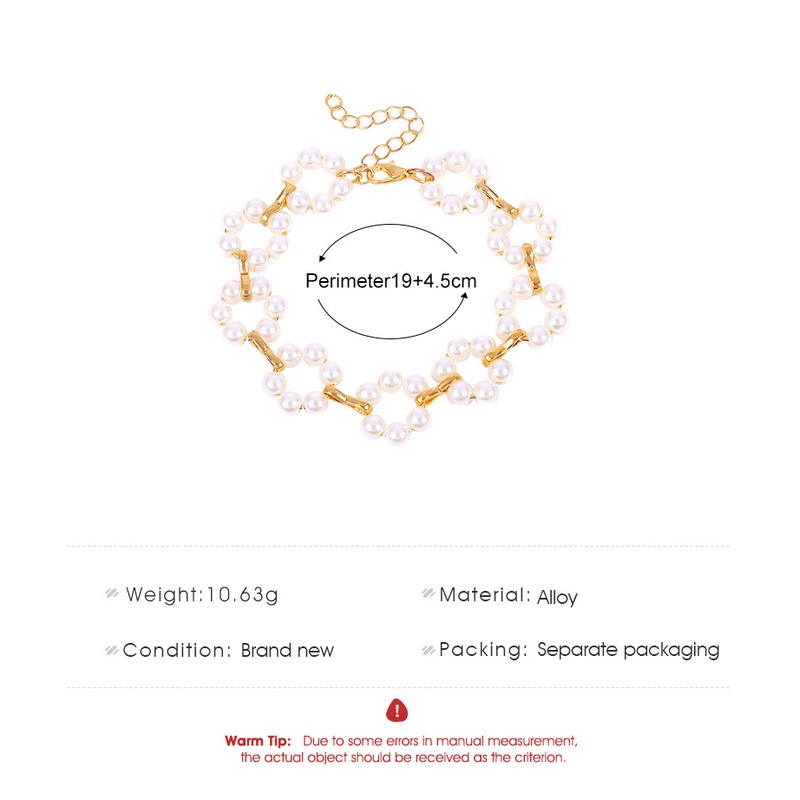 Ins Woven Pearl Gelang Wanita Sederhana Geometris Manik-manik Multi-Lapisan Bunga Perhiasan