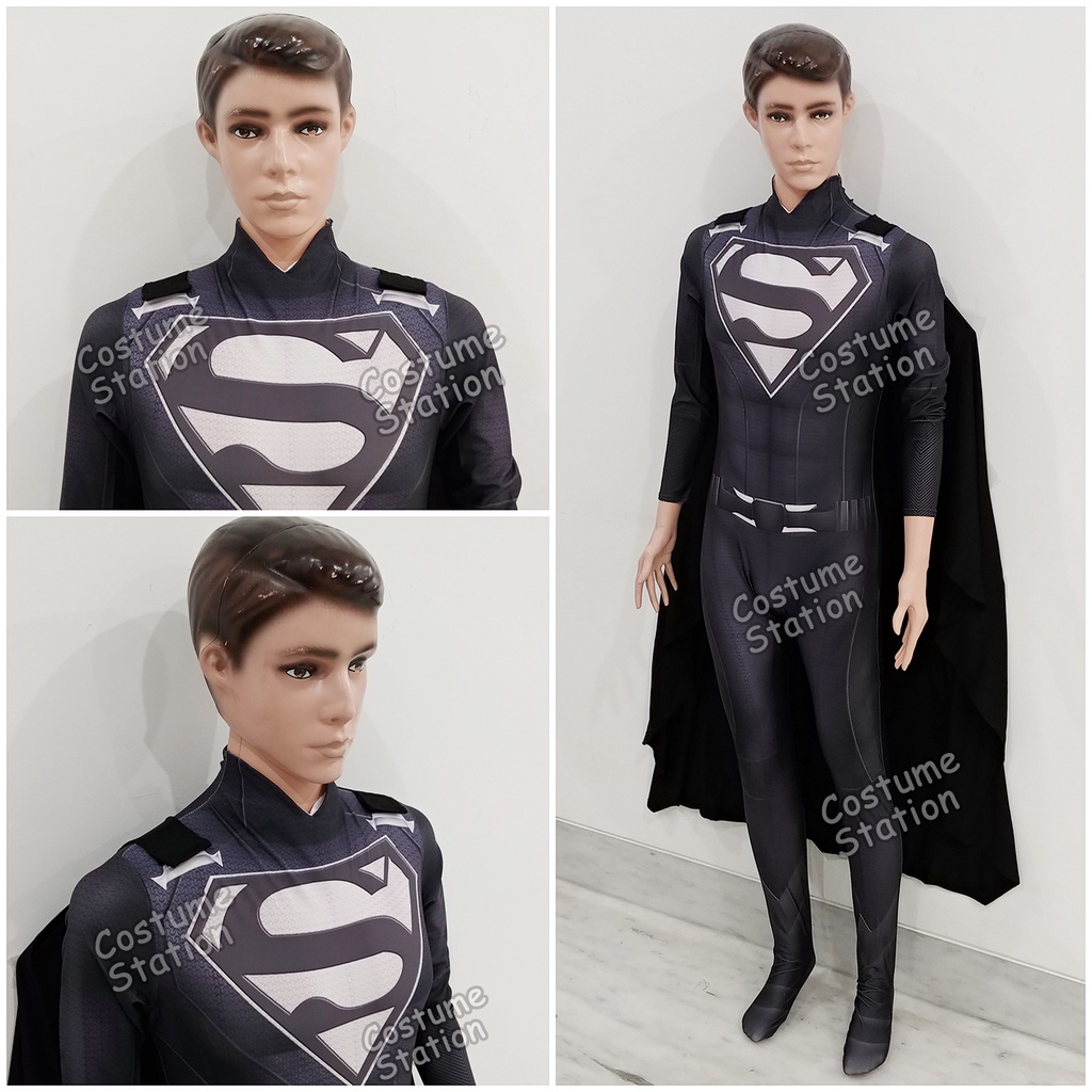 Kostum Black Superman / Costume Superhero Justice League pria dewasa