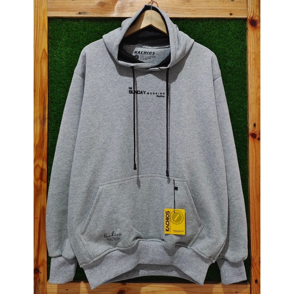 Sweater Hoodie Abu Abu Paralon Pria Switer Cowok Kachios Jumper Hoodie Simple Terbaru Jaket Cotton Ori Distro