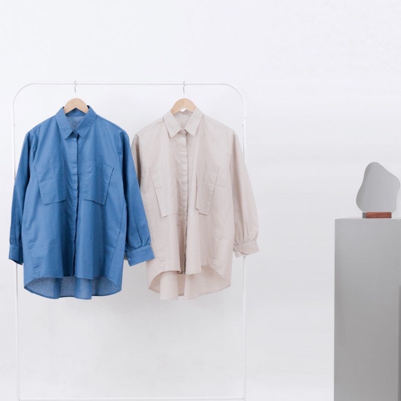 BEFAST - ZFS OOTD Wanita Kemeja EIROU / JAZLYN LINEN OVERSIZE SHIRT / Linen Oversize Kemeja / Kemeja Oversize Trendy / Kem Polos Casual / Fashion Wanita Remaja Kekiniaan / Terabru 2022 / Termurah / Kemeja Lengan Panjang