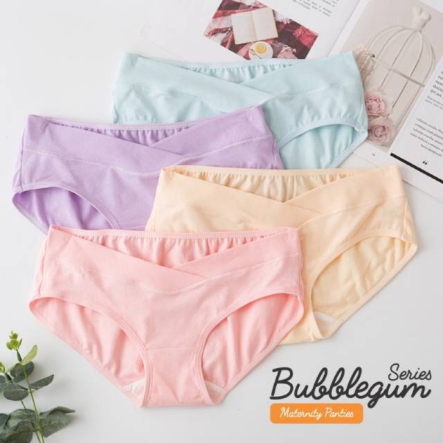 CLEARANCE SALE - CD HAMIL PREMIUM Katun Lentur Motif polos Bubblegum BBS Maternity Panties low waist