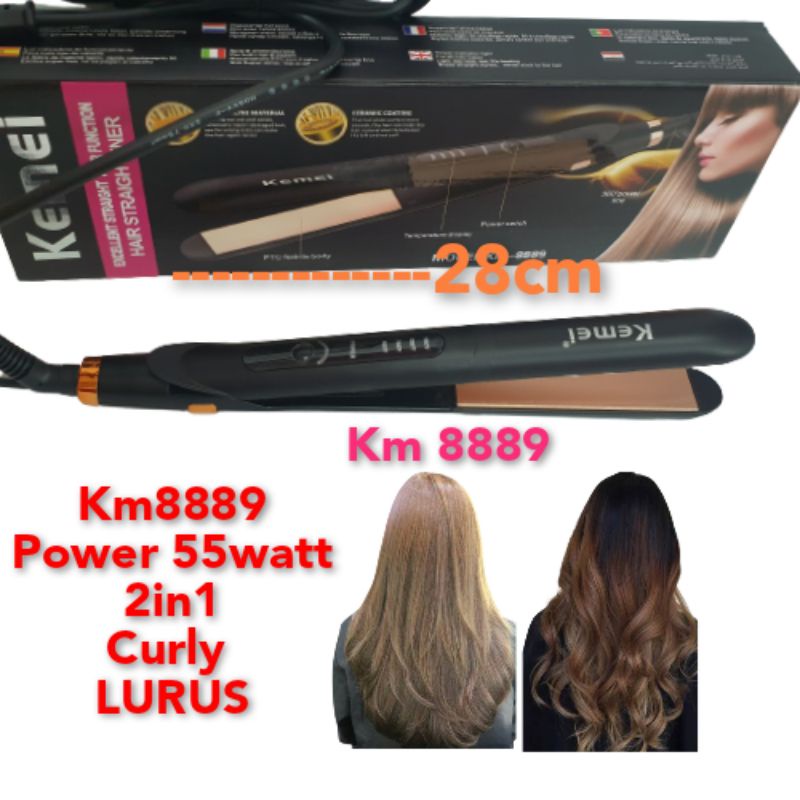 Alat Catok Rambut Kemei Km 8889 2 in 1 Curly Keriting Lurus Suhu