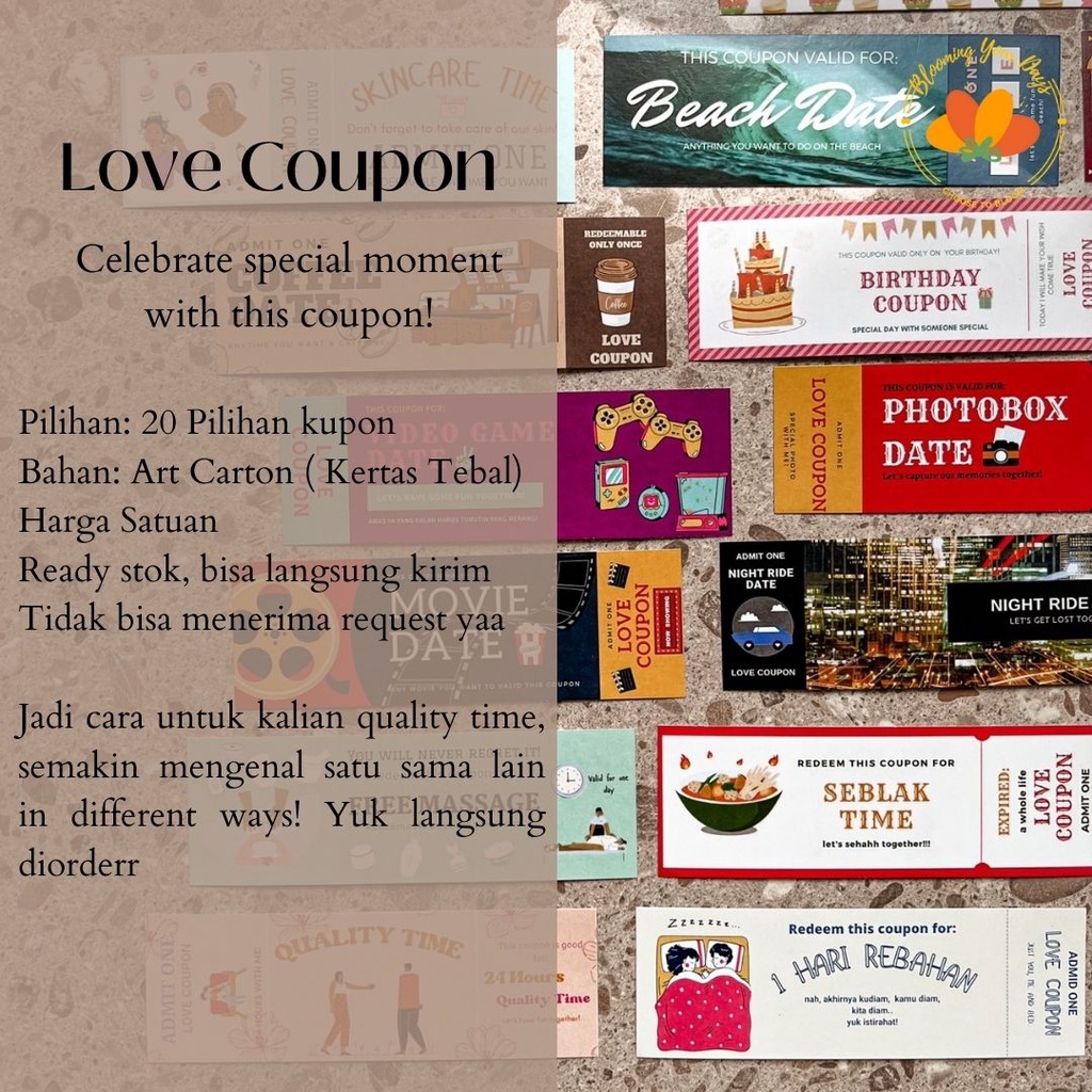 (PART 2) LOVE COUPON kupon kado amplop ucapan kartu ucapan pacar anniversary ulangtahun hadiah lucu unik love voucher vocer love kartu