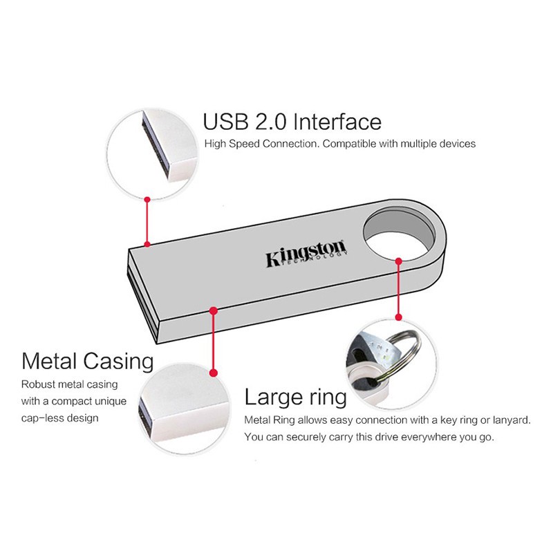 Kingston Usb Flash Drive 128gb Digital DataTraveler SE9 flashdisk Memori USB 2.0 Flash memory Stick Metal