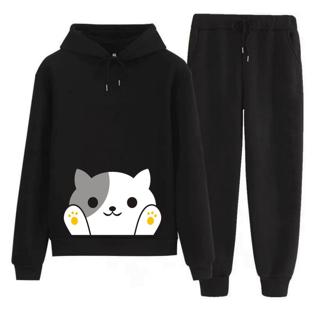 Bess - Setelan Set Jogger Wanita / Setelan Set Hoodie MIMI CAT