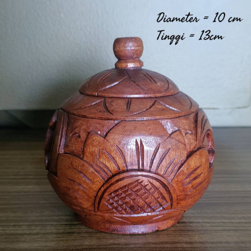 guci toples wadah kayu hiasan home decor dekorasi