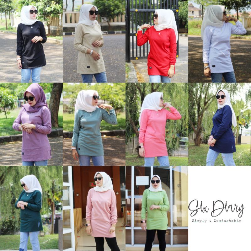 Atasan Tunik Kaos Polos Tunik Simpel Midi Six Diary