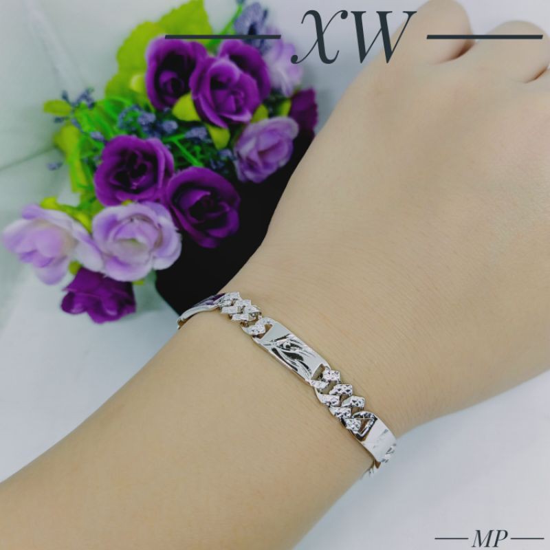 Gelang Yaxiya rantai plat silver g08057