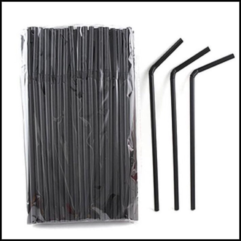 

Sedotan Plastik Hitam Tekuk/Bengkok Sterilized isi 100pcs