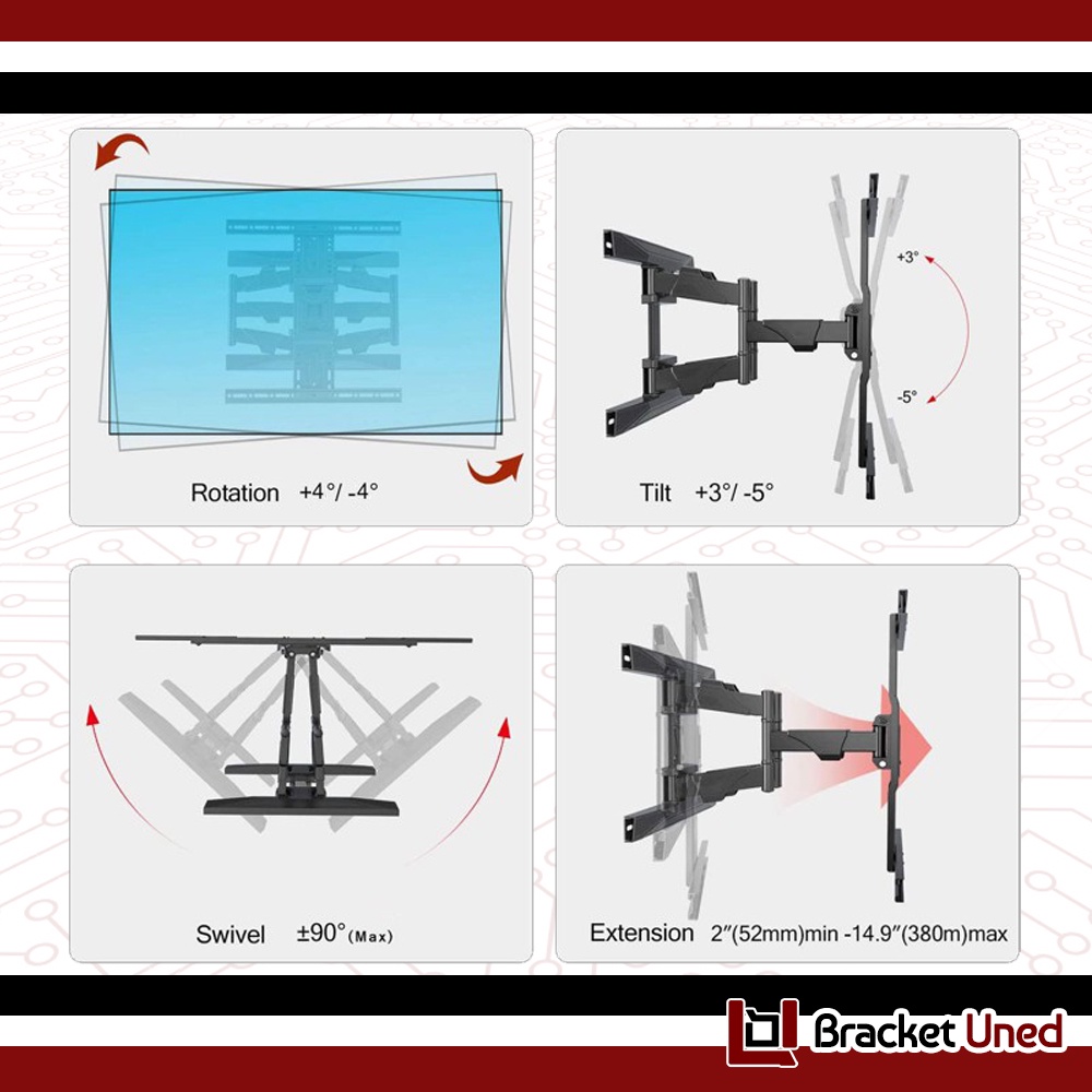 Bracket TV Led LCD Universal 42 - 75 Inci North Bayou NB P6 New Model Fleksibel Import ORIGINAL