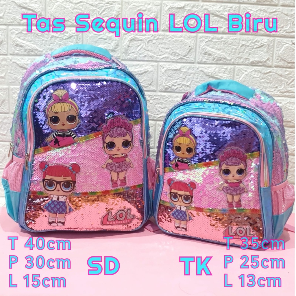 Tas Sekolah Anak TK dan SD Model Sequin Usap Gambar Unicorn LOL Frozen Tas Ransel Import Anak Perempuan TK dan SD