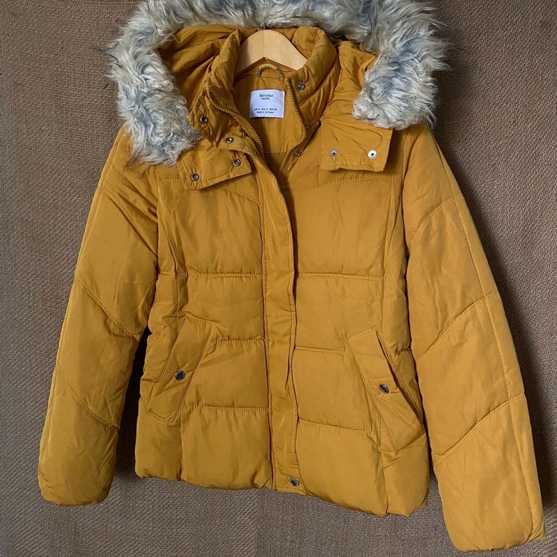 Bershka Mustard Puffer Jacket Woman