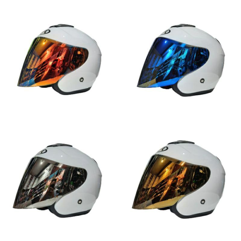 Helm Kyoto Solid PUTIH Visor Iridium Merk DYR Paket Ganteng