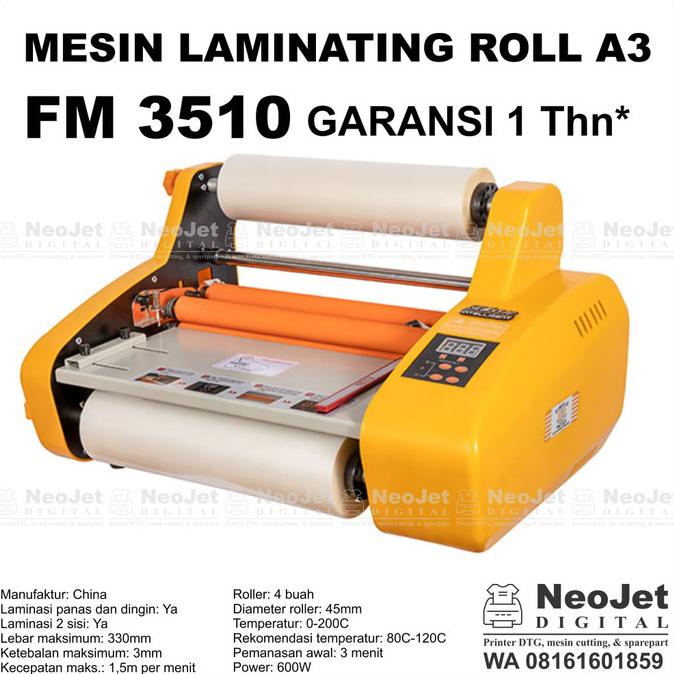 

Mesin laminating roll A3 FM 3510 Laminasi FM3510 Kertas Doff Glossy