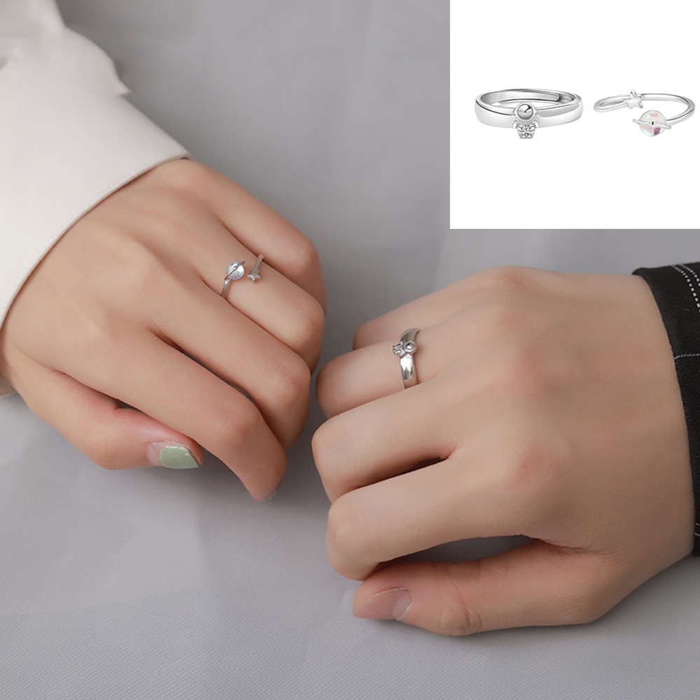 1Pcs Couple fashion ins Wind Star Planet Astronauts Opening adjust finger index rings Jewelry