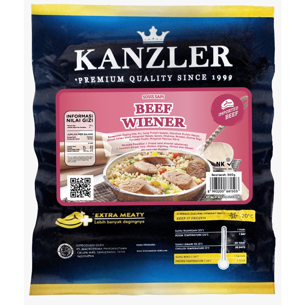 Kanzler Beef Wiener Sausage 360gr