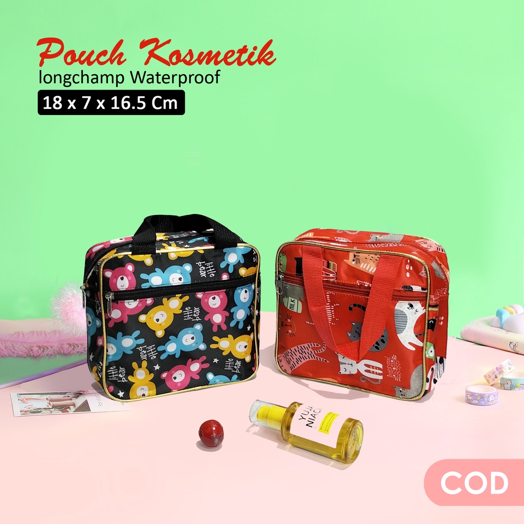 Pouch makeup wanita motif lucu tas makeup tenteng wanita terbaru