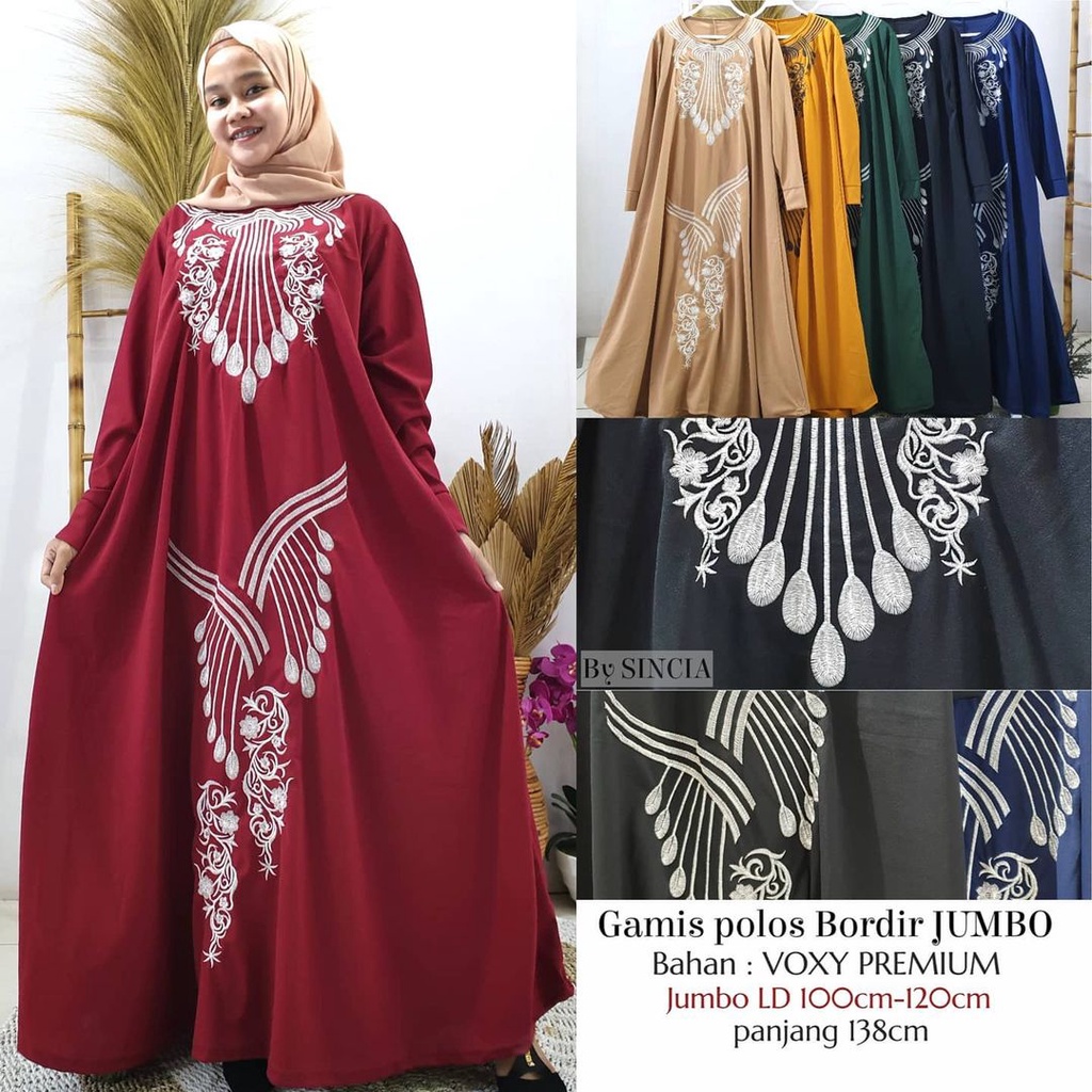 Gamis Bordir Abaya Cantik Premium 555 ( Real Pic ) Gamis Bordir Abaya Jumbo XXL-XXXL LD 120-160Cm