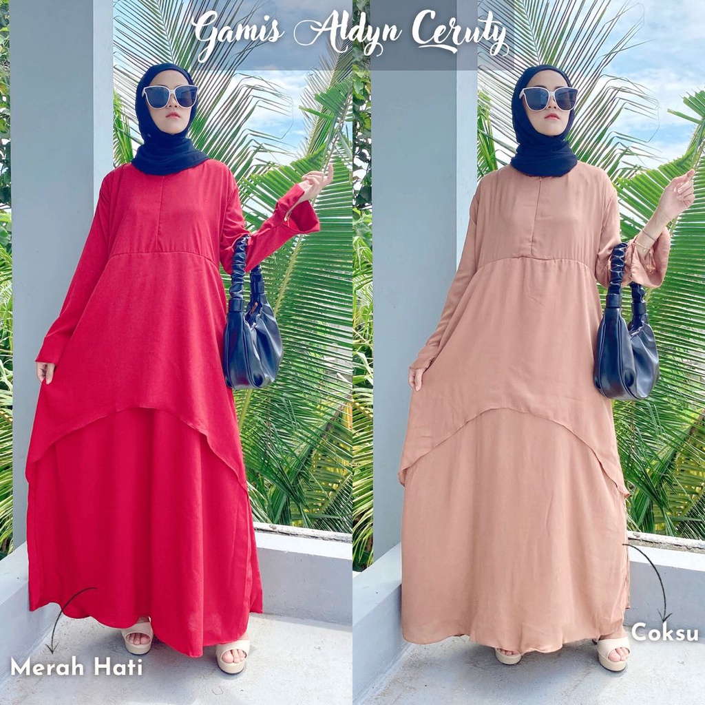 Gamis Asila Aldyn Ceruty Babydoll Full Furing