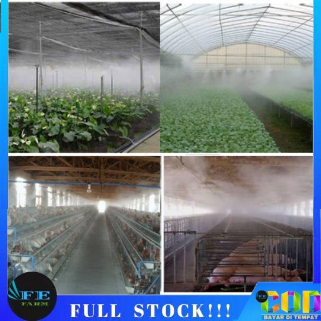 SPRINKLER SPRAYER HEAD 4 WAY MIST NOZZLE MISTI Fitting Drat Setengah Inchi Abu-Abu 4 arah