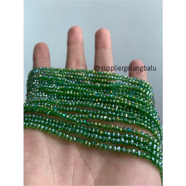 Kristal Ceko 2mm green quartz metallic bahan hijau kuarsa AB metalik