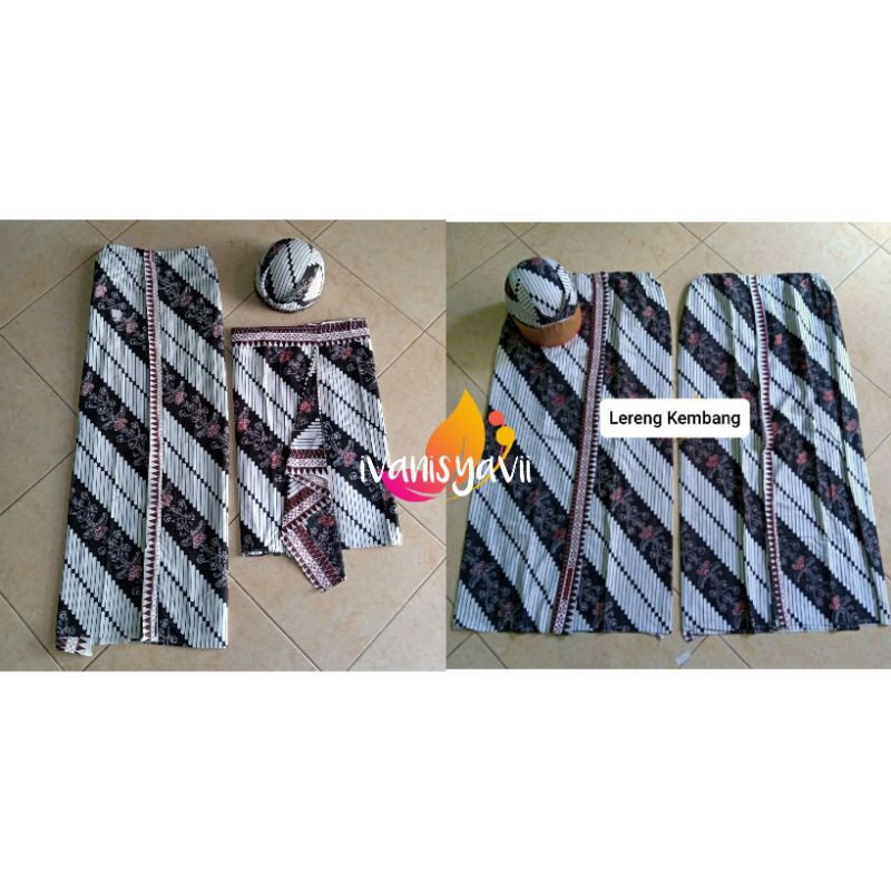 Set Jarik Instan Bapak Ibu + Blangkon (ModeL Jawa/ Sunda), Motif Lereng Kembang