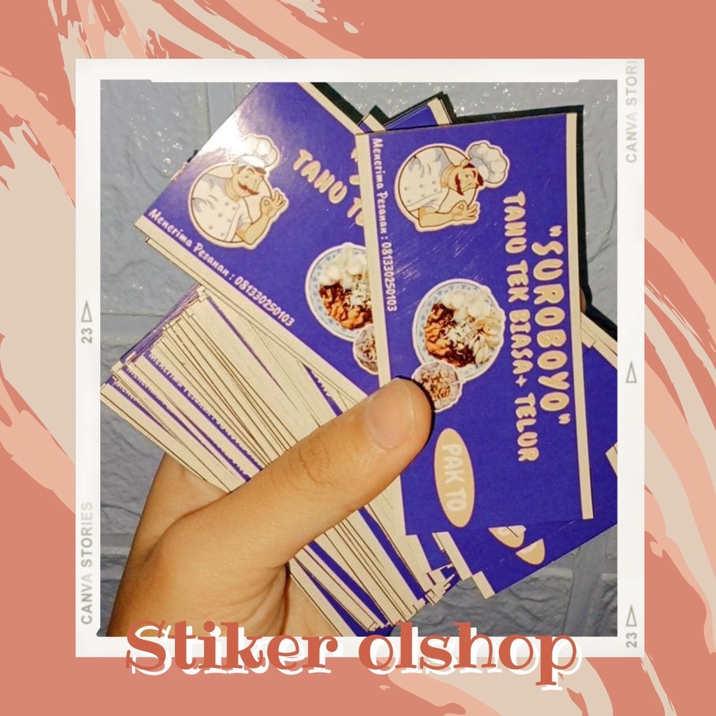 

Cetak stiker olshop / logo olshop bahan bontax glossy