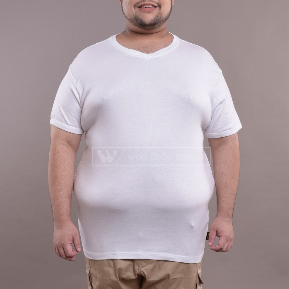 

V-Neck White Underwear Jumbo Big Size Cowok Ukuran Besar XXL XXXL