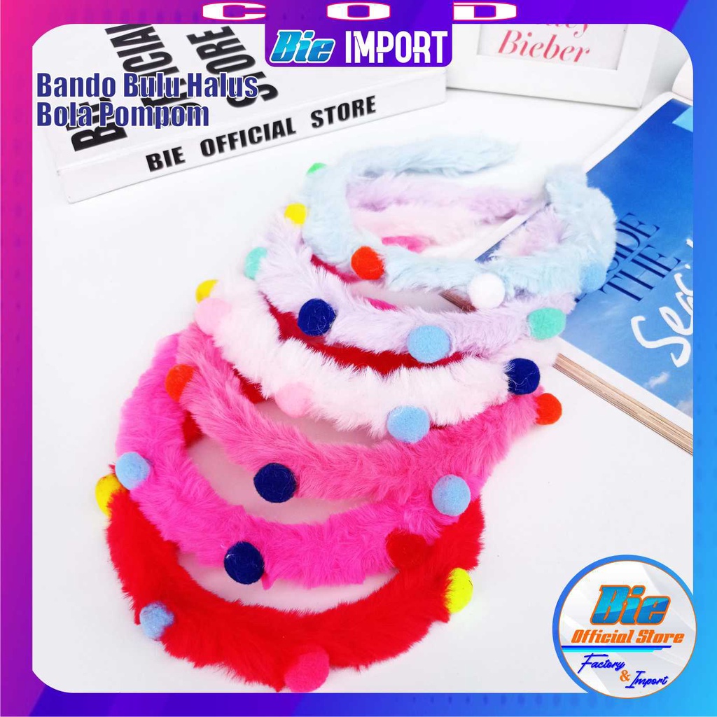 Bando Bulu Pompom Cute Impor Best Seller