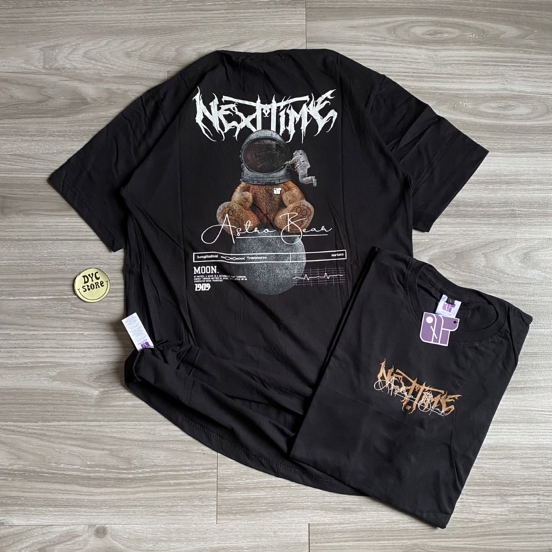 T-SHIRT KAOS DISTRO ORIGINAL SEVENKEY x NEXTTIME SPESIAL ART TEDDY BEAR SERIES OF ASTRO BEAR | KAOS STREETWEAR HITAM PRIA WANITA | KAOS OVERSIZE