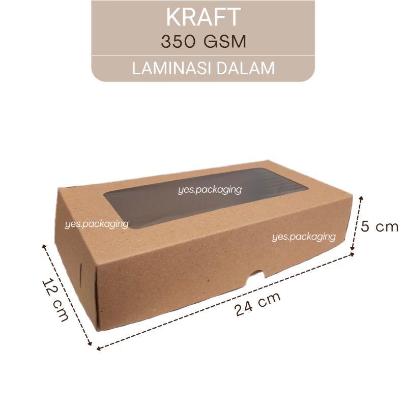 [24x12x5cm] KRAFT LAMINASI JENDELA Box Dus Kotak Kemasan Brownies Cake Donat Kue Spikoe