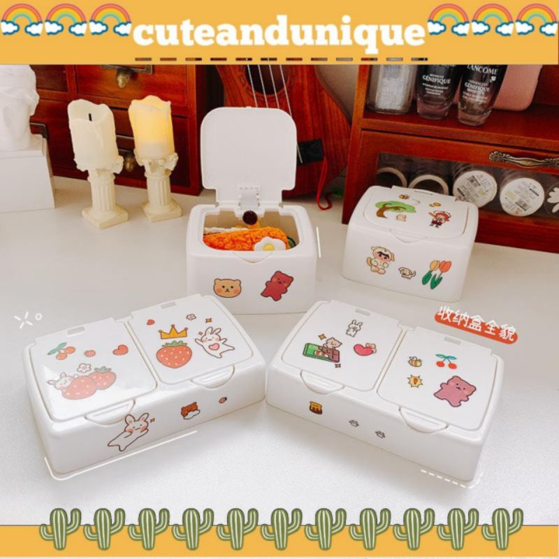 

double box twin box penyimpanan aksesoris box putih polos serbaguna