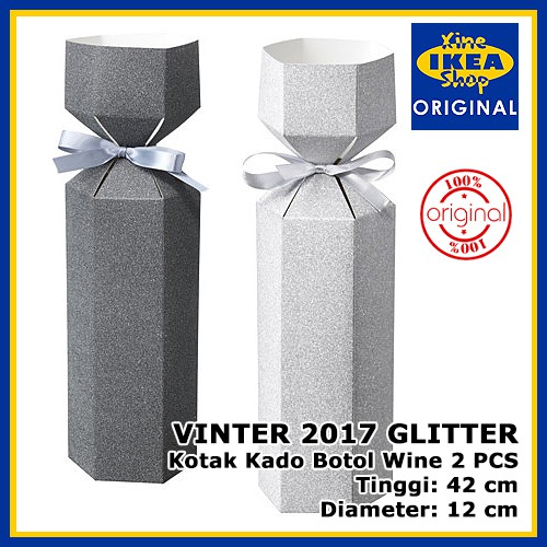 

VINTER Kotak Kado Botol Wine Glitter Silver Perak 2 Pcs