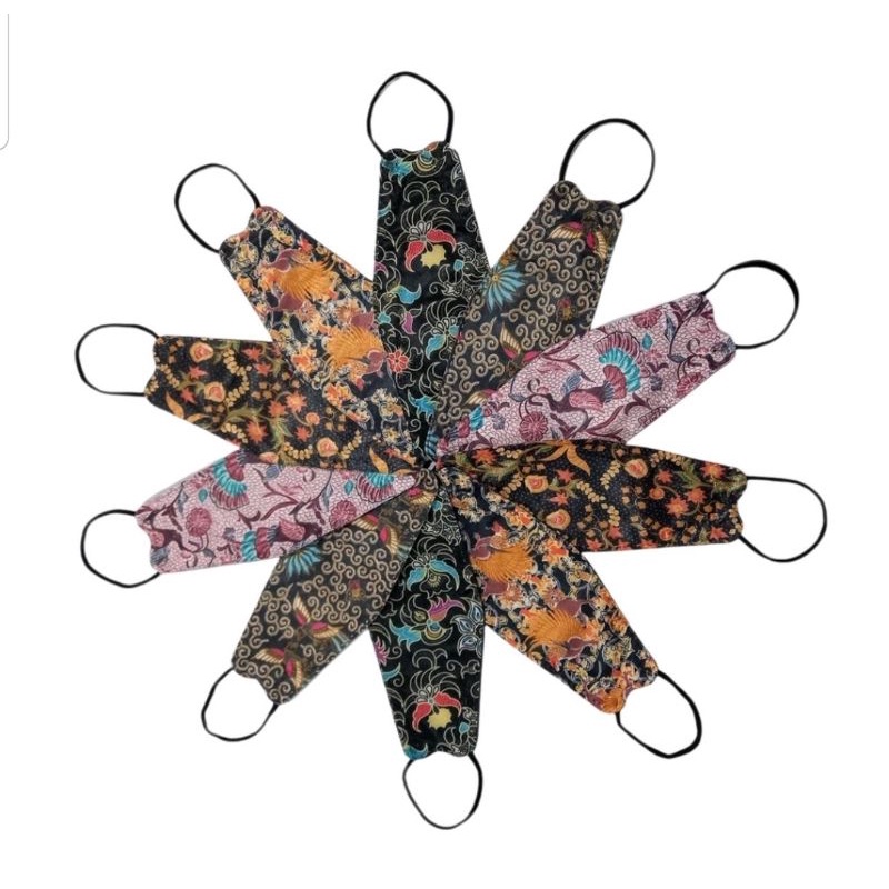 Masker Kf94 4Ply batik motif isi 10 masker kf 94 earloop motif batik