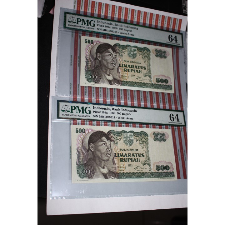 Uang Rp 500 Soedirman Th 1968 Pmg 64 Choice Uncirculated (Iklan D258)