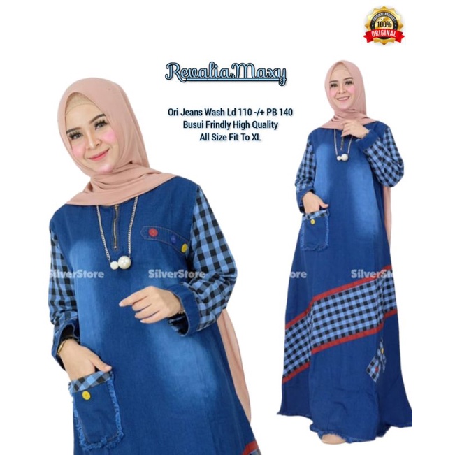 Bisa Bayar Di Tempat ( COD)/Gamis Jeans Wanita Terbaru/Pakaian wanita/Maxi Dress/Gamis Levis/Revalia