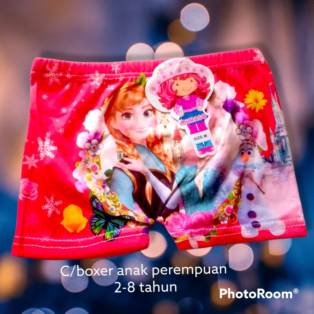 Celana boxer anak perempuan 2-7 tahun (Lembut  dan nyaman dipakai, bisa untuk renang, Size  M L XL) Full Print motif Hello Kity|Frozen|Elsa dll Jual Ecer  dengan Harga Grosir