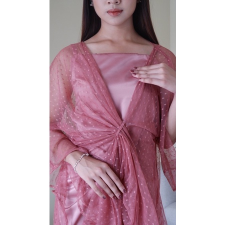 Arunika Set by NAMELIS -  READY SUDAH SATU SET Outfit Baju Pesta Bahan Satin Tile Dot untuk Kondangan Pesta Wisuda Graduation Lamaran Seserahan