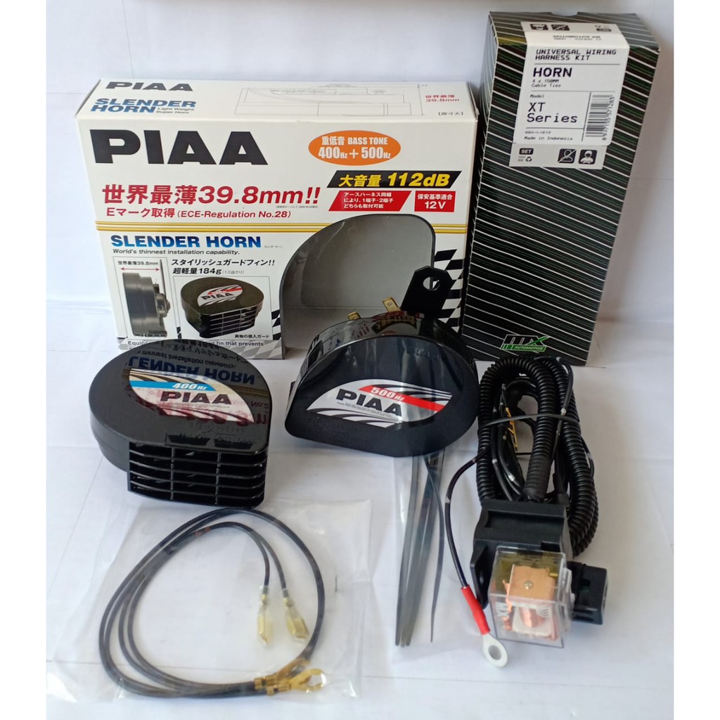 PAKET KLAKSON PIAA SLENDER HORN KEONG 12V MADE IN JAPAN SET RELAY MX