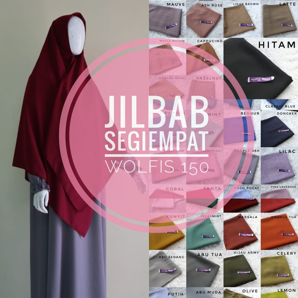 Segiempat Wolfis 150 x 150/ Jilbab Wolpeach/ Segi empat Jumbo