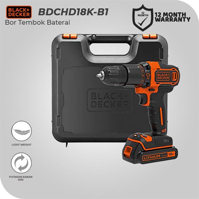 Black & Decker Cordless Impact Drill / Bor Impact Baterai 18V BDCHD18K