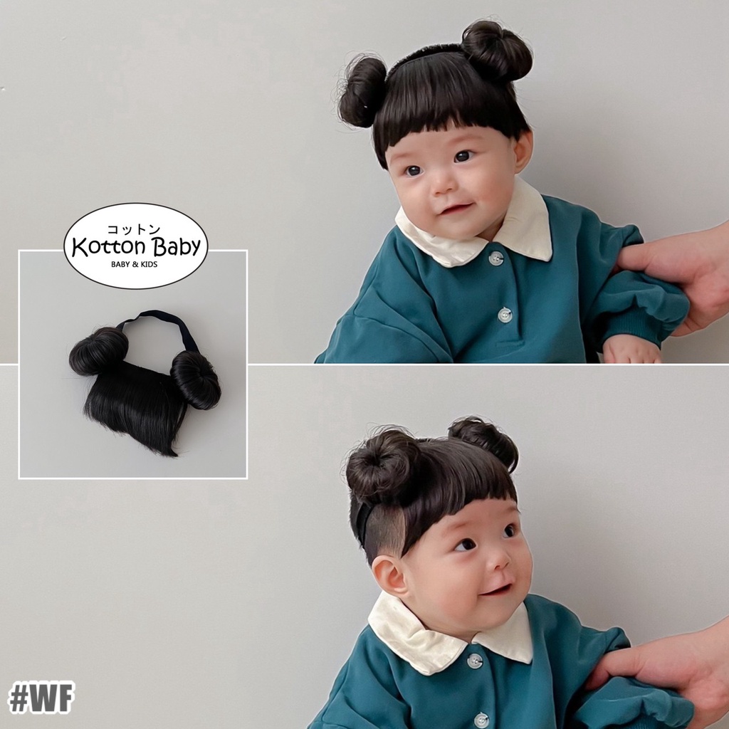 0-3 thn || Bandana Wig Korea Poni Rambut Palsu Topi Cepol Bayi Newborn Anak Catalog JNWG WF