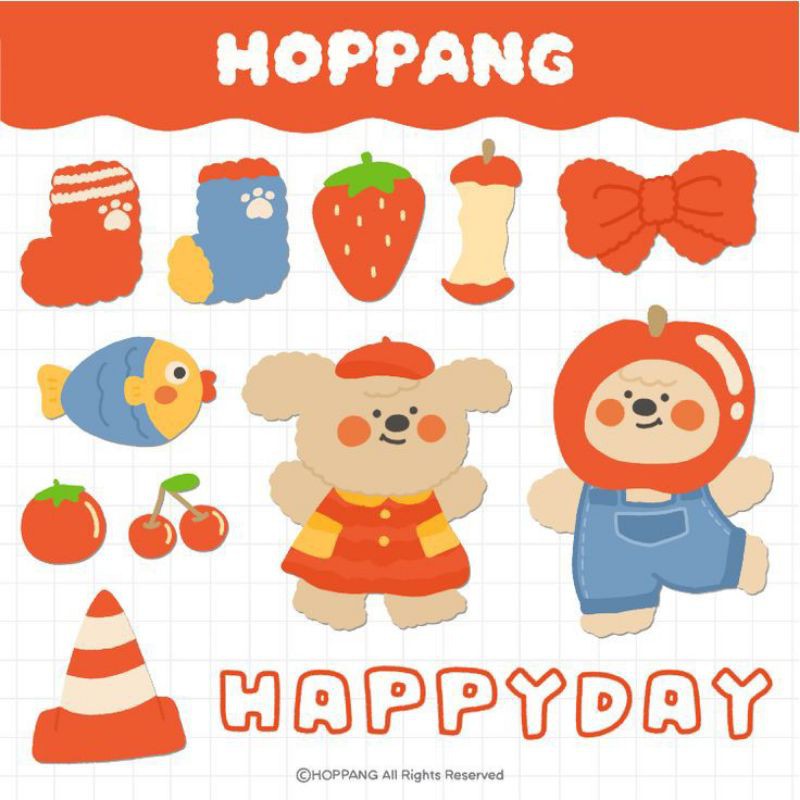 

stiker beruang HOPPANG FUNNY RED BEAR version