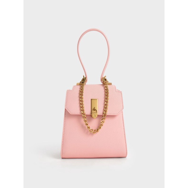 7.7 SALE | CK Locket Chain-Link Trapeze Bag / CK Geometric Top Handle Chain-Link Bag