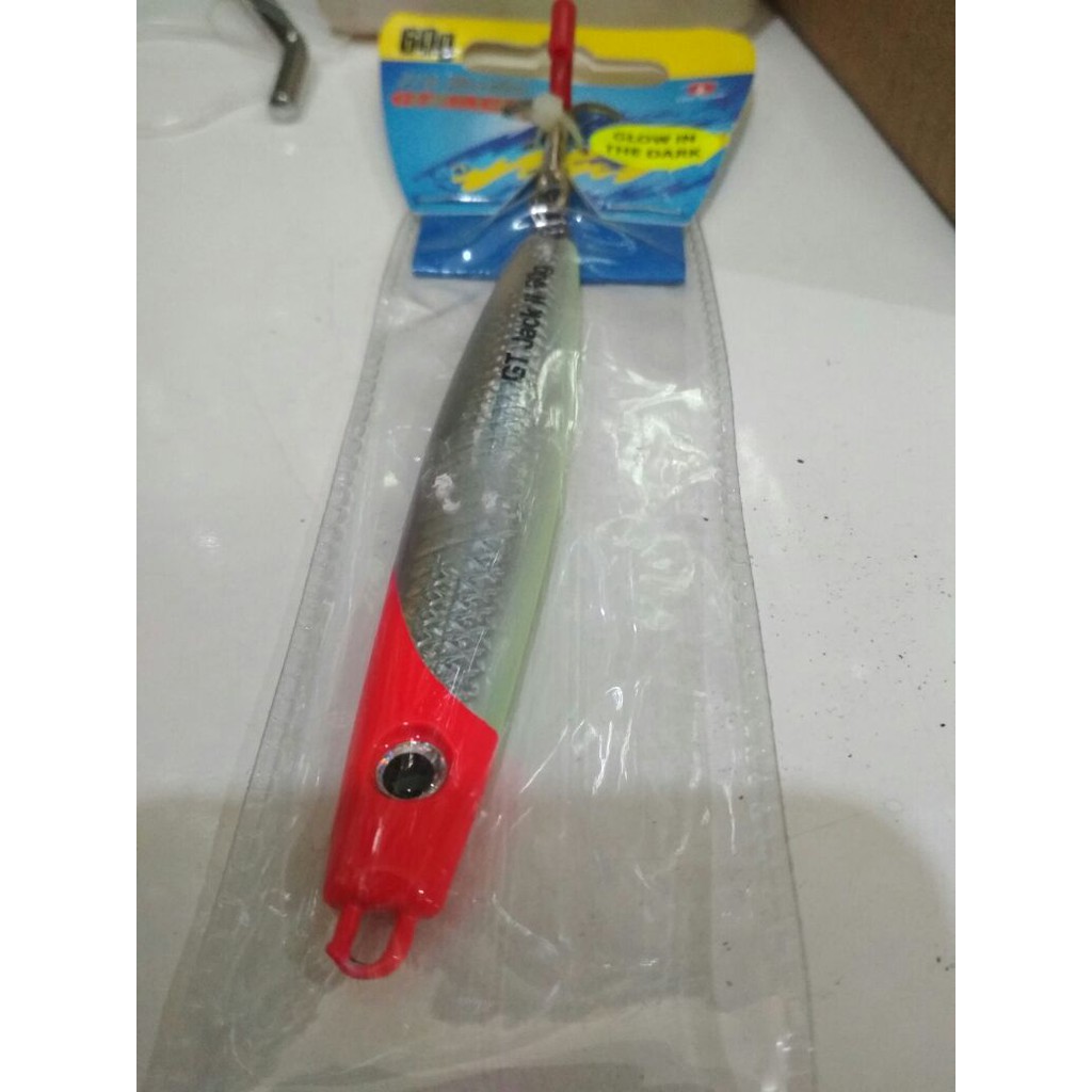 Umpan Metal Jig 60 Gram Glow In The Dark Dengan Mata Kail