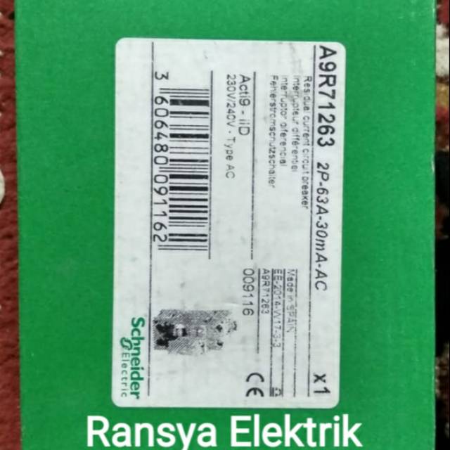 Elcb Schneider 2p 63A