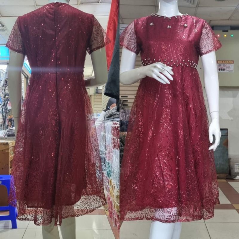 Dress tulle pesta mewah//dress kekinian//baju pesta //dress tulle mutiara