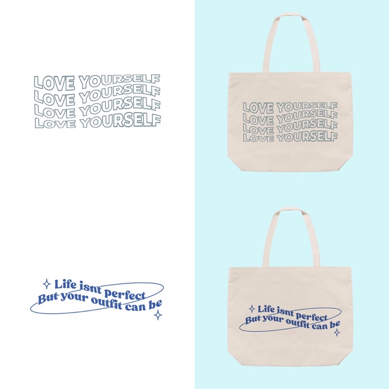 Tote Bag Kanvas Landscape Bergambar Simple Quotes