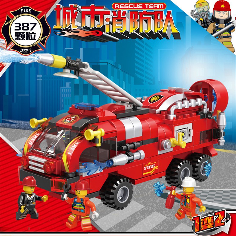 [FUNNY]387pcs Mainan Balok Susun Pemadam Kebakaran 6 in 1 / Balok Susun Model Fire Fighter