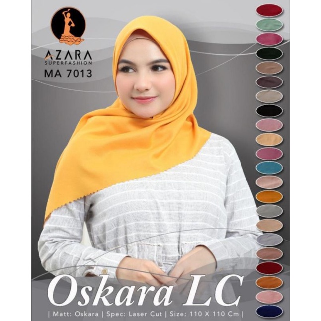 MURAH ! HIJAB OSKARA LC SQUARE BAHAN POLYCOTTON PREMIUM AZARA LASER CUT JILBAB KERUDUNG SEGI EMPAT